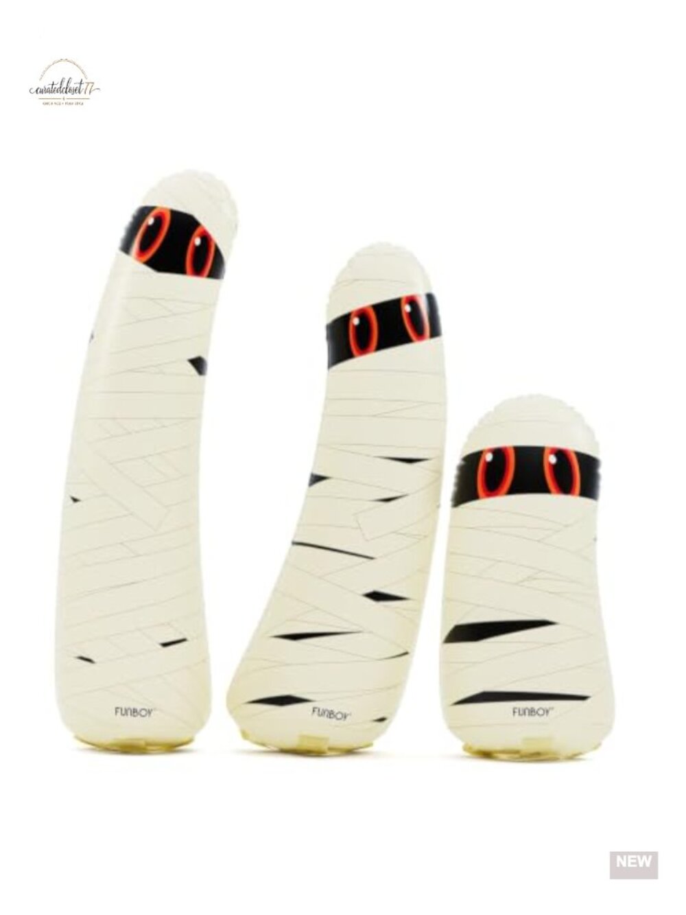 3-Piece Light-Up Inflatable Mummy Ghost Set Battery Operated Indoor Outdoor